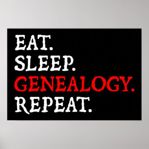 Eat. Sleep. Genealogy. Repeat. Poster