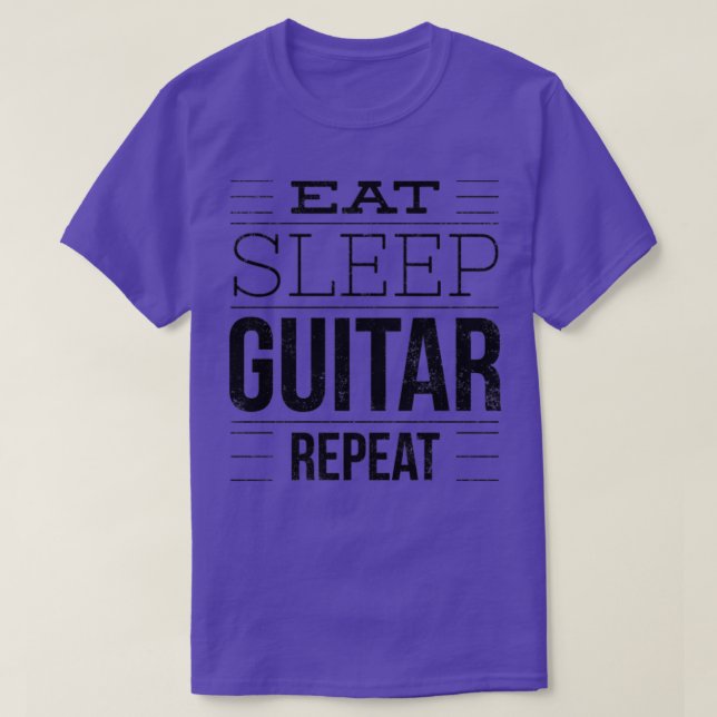 Eat Sleep Gitarre Wiederholen Black Letter T-Shirt (Design vorne)