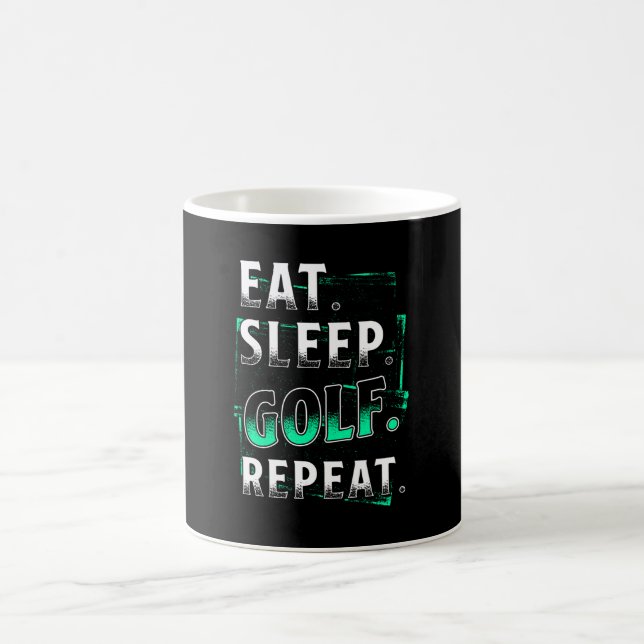 Eat Sleep Golf Wiederholung Kaffeetasse (Mittel)