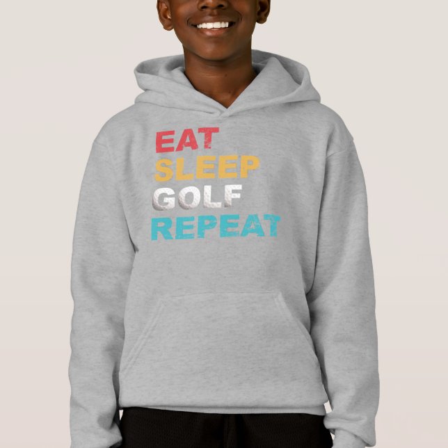 Eat Sleep Golf Wiederholung mit Farben für Golfer Hoodie (Vorderseite)