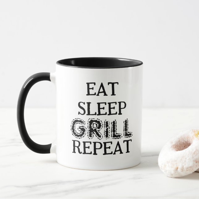 Eat Sleep Grill Repeat coffee mug for BBQ chef Tasse (Mit Donut)