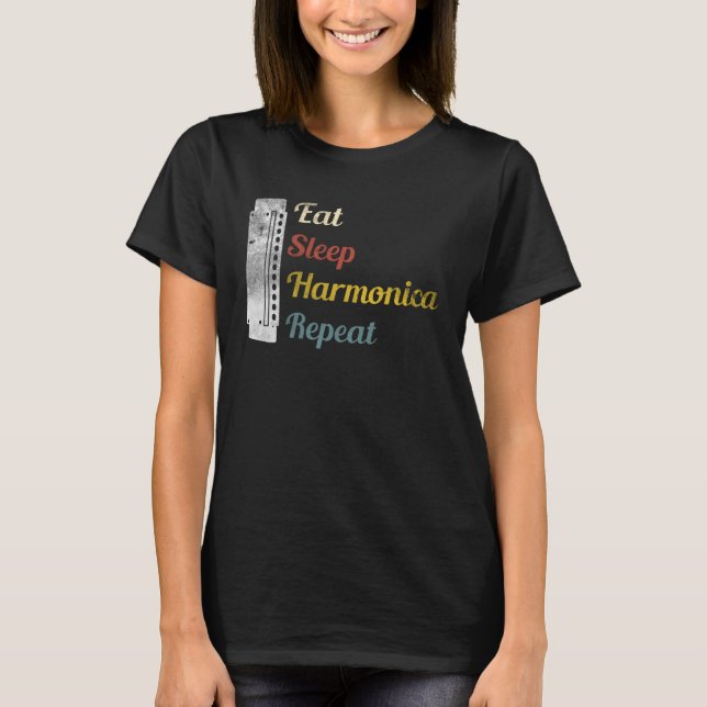 Eat Sleep Harmonica Repeat Harmonica T-Shirt (Vorderseite)