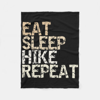 Eat Sleep Hike Repeat Vintage Spruch Design Wander Fleecedecke