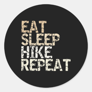 Eat Sleep Hike Repeat Vintage Spruch Design Wander Runder Aufkleber
