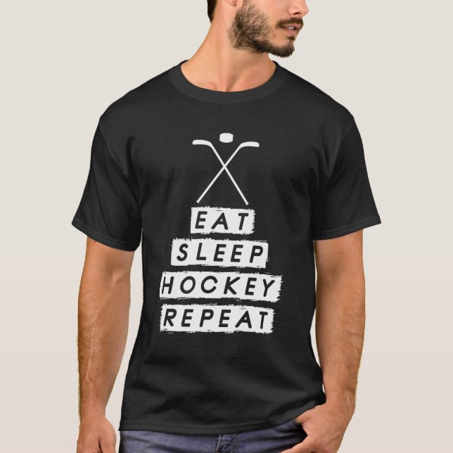 Eat Sleep Hockey Eishockey Boy T-Shirt (Vorderseite)