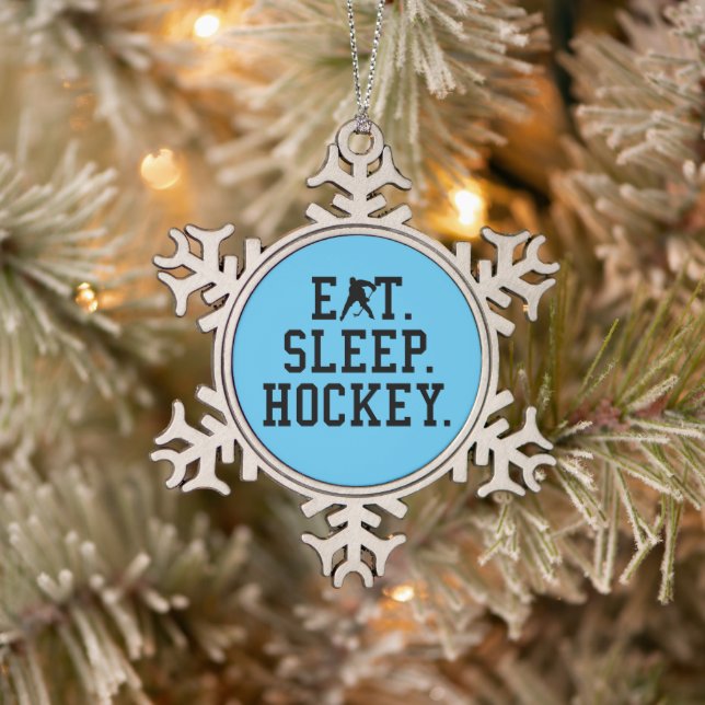 Eat Sleep Hockey - Hockey Liebhaber Schneeflocken Zinn-Ornament (Baum)