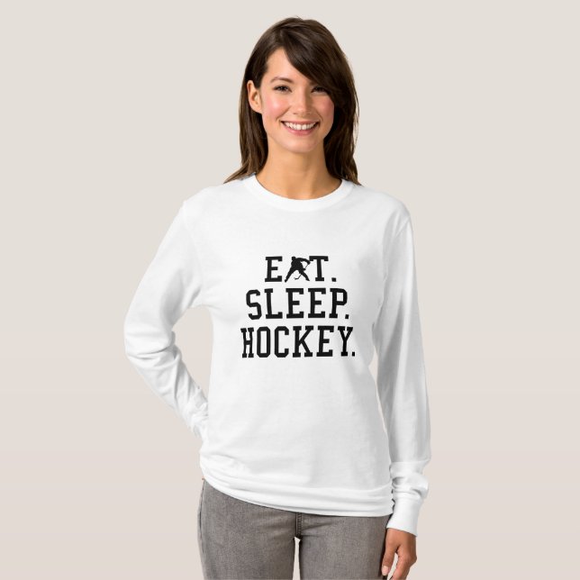 Eat Sleep Hockey - Hockey Liebhaber T-Shirt (Vorne ganz)