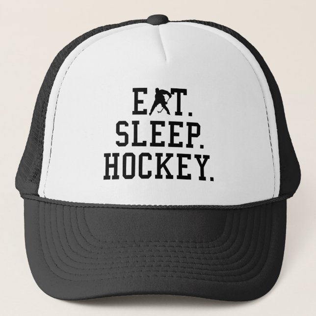 Eat Sleep Hockey - Hockey Liebhaber Truckerkappe (Vorderseite)