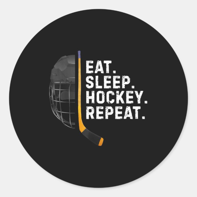 Eat Sleep Hockey Repea Funny Cool Hockey Player  Runder Aufkleber (Vorderseite)