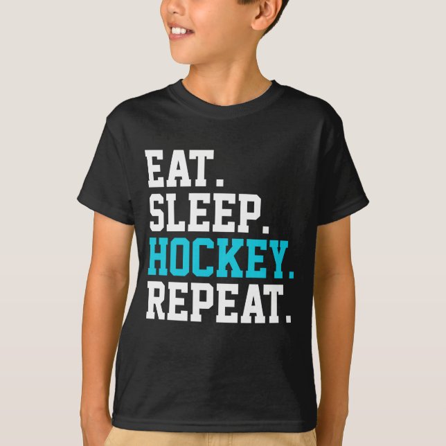 Eat Sleep Hockey Repeat - Hockey Liebhaber T-Shirt (Vorderseite)