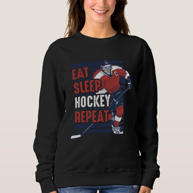 Eat Sleep Hockey Repeat  Hockey Player  for Boys Sweatshirt (Vorderseite)