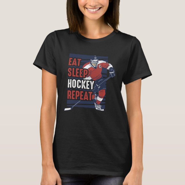 Eat Sleep Hockey Repeat  Hockey Player  for Boys T-Shirt (Vorderseite)