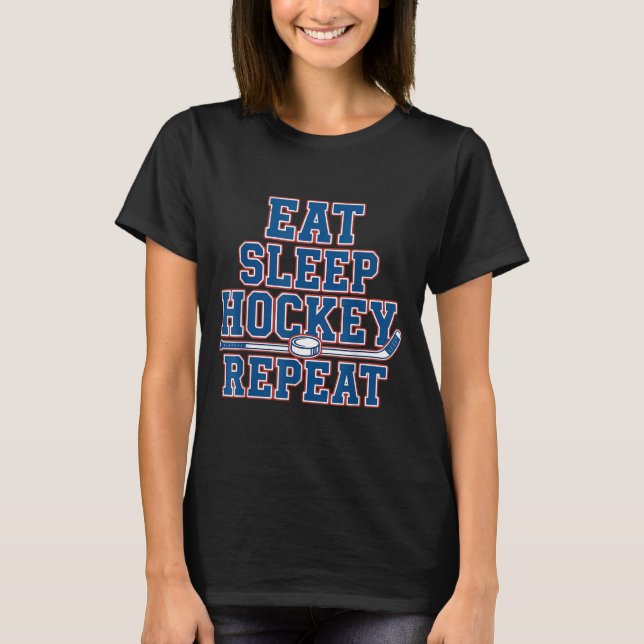 Eat Sleep Hockey Repeat Ice Hockey For Teens Kids  T-Shirt (Vorderseite)
