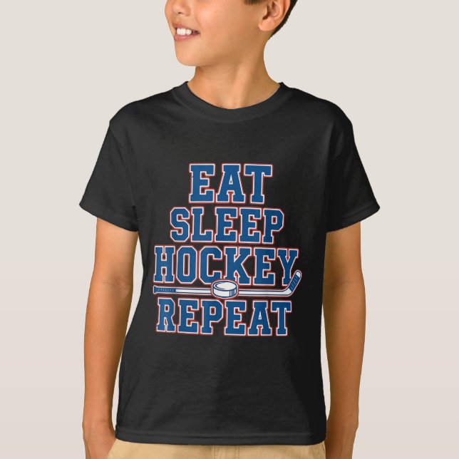 Eat Sleep Hockey Repeat Ice Hockey For Teens Kids  T-Shirt (Vorderseite)