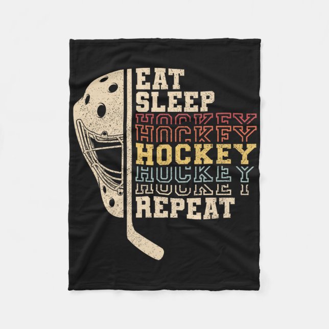 Eat Sleep Hockey Repeat Men Boys Kid Funny Ice Hoc Fleecedecke (Vorderseite)