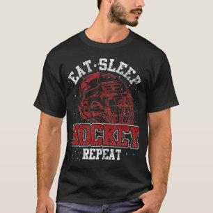 Eat Sleep Hockey Wiederholung Eishockey Goalie Ges T-Shirt