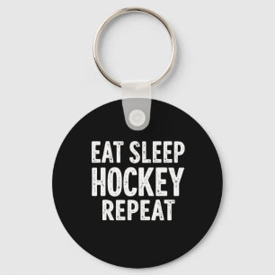 Eat Sleep Hockey Wiederholung festlicher Winterspo Schlüsselanhänger