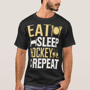 Eat Sleep Hockey Wiederholung Funny Vintag Ice Hoc T-Shirt