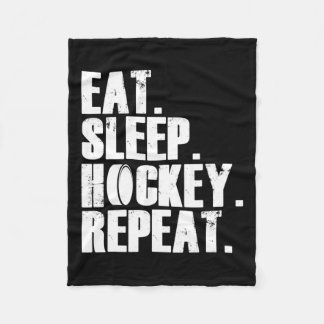 Eat Sleep Hockey Wiederholung Geschenk Shirt Männe Fleecedecke
