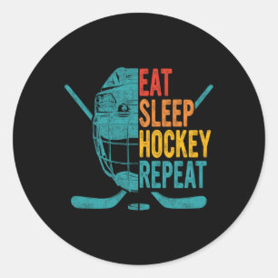 Eat Sleep Hockey Wiederholung Hockey Spaß Eishocke Runder Aufkleber