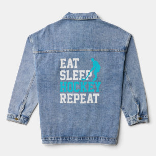 Eat Sleep Hockey Wiederholung Jeansjacke