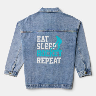 Eat Sleep Hockey Wiederholung Jeansjacke