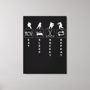 Eat Sleep Hockey Wiederholung Leinwanddruck