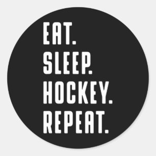 Eat Sleep Hockey Wiederholung lustige Grafik für F Runder Aufkleber