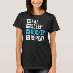 Eat Sleep Hockey Wiederholung lustiges Retro Vinta T-Shirt