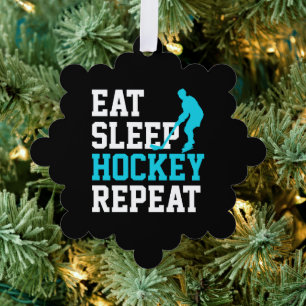 Eat Sleep Hockey Wiederholung Ornament Karte