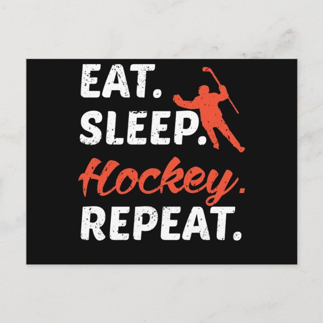 Eat Sleep Hockey Wiederholung Postkarte (Vorderseite)