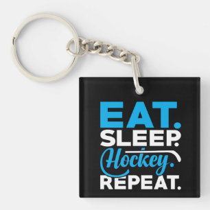 Eat Sleep Hockey Wiederholung Schlüsselanhänger
