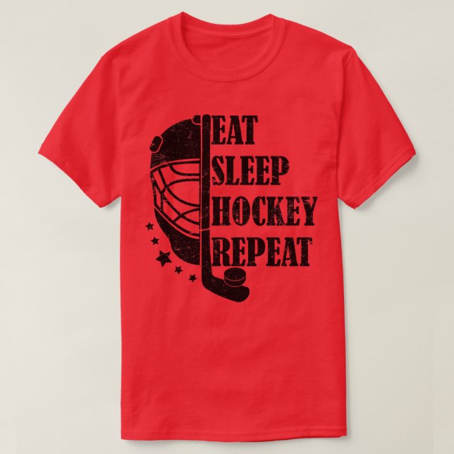 Eat Sleep Hockey Wiederholung T-Shirt (Design vorne)