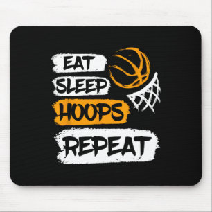 Eat Sleep Hoops Wiederholen Vintag Bysketbyll Spri Mousepad
