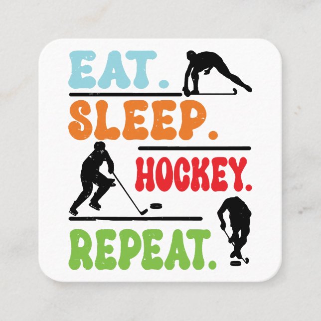 Eat Sleep Ice Hockey Wiederholung Quadratische Visitenkarte (Vorderseite)