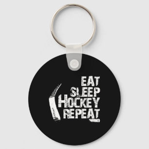 Eat Sleep Ice Hockey Wiederholung Vintages Geschen Schlüsselanhänger