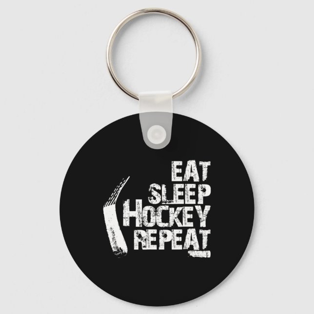 Eat Sleep Ice Hockey Wiederholung Vintages Geschen Schlüsselanhänger (Vorderseite)