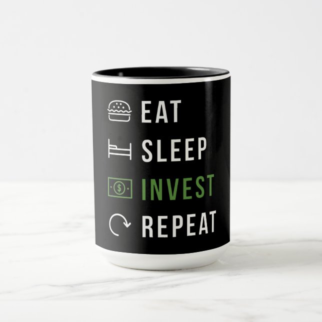 Eat Sleep Invest Wiederholung Tasse (Zentrum)