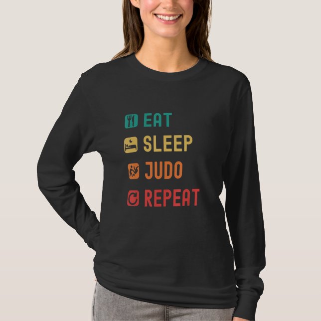 Eat, sleep, Judo, repeat with tick check boxes. T-Shirt (Vorderseite)