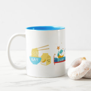 EAT SLEEP K-DRAMA REPEAT (Personalisieren) AKTUALI Zweifarbige Tasse