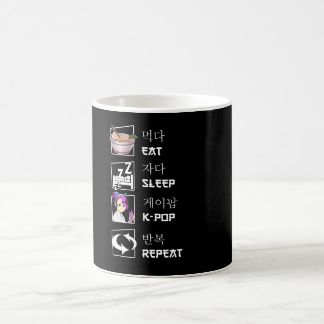 Eat Sleep K-Pop Repeat Music Kpop Fan Kaffeetasse (Mittel)