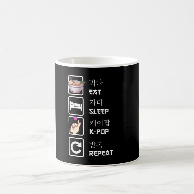 Eat Sleep K-Pop Repeat Music Kpop Fan Kaffeetasse (Mittel)