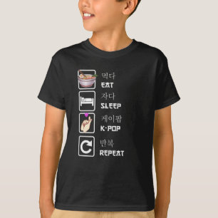 Eat Sleep K-Pop Repeat Music Kpop Fan T-Shirt