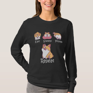 Eat Sleep Kack Wiederholen Niedlichen Hund Corgi L T-Shirt