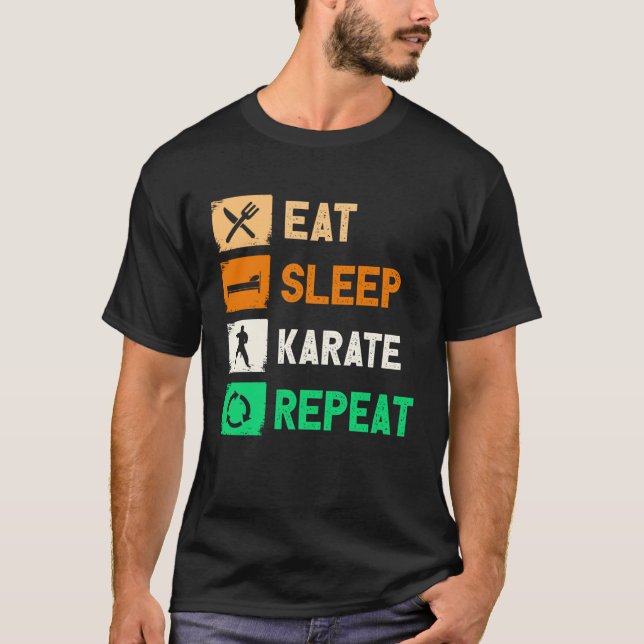 Eat Sleep Karate Repeat Men Women Judo Kendo T-Shirt (Vorderseite)