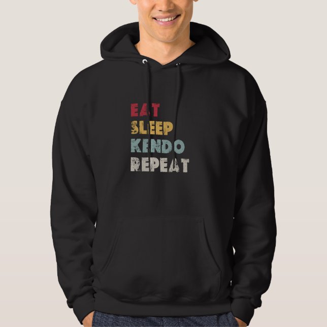 Eat Sleep Kendo Wiederholung Bamboo Schwertkampf K Hoodie (Vorderseite)