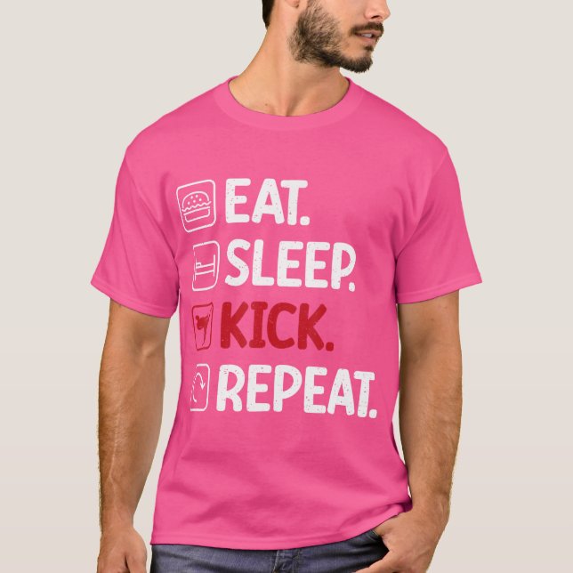Eat Sleep Kick Repeat Kung Fu T-Shirt (Vorderseite)