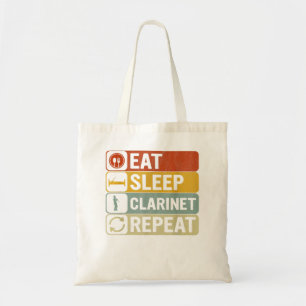 Eat Sleep Klarinette Wiederholung Retro 60er 70er  Tragetasche