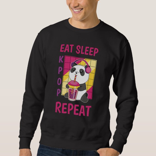 Eat Sleep Kpop Repeat Korean Heart Love K Pop Blac Sweatshirt (Vorderseite)