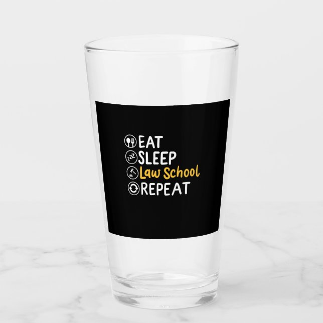 Eat Sleep Law School Wiederholung Glas (Vorderseite)